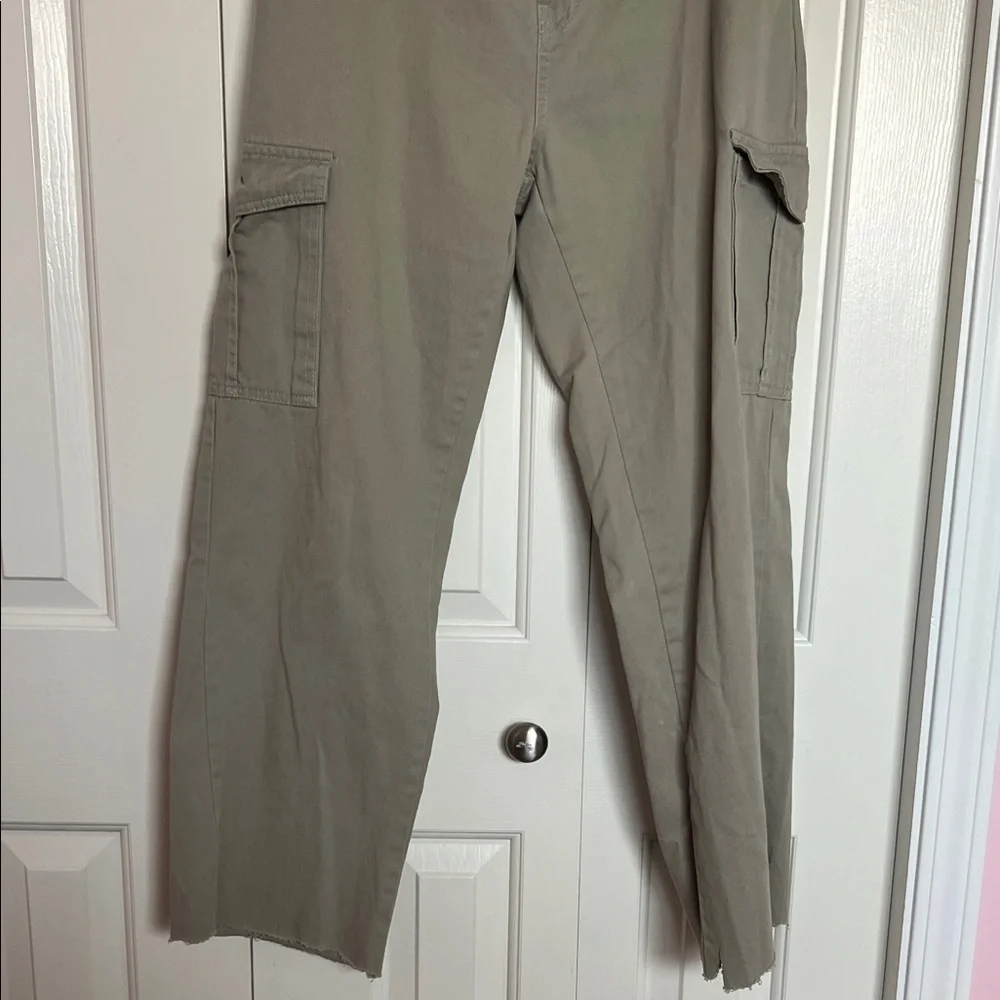 Olive Cargo Pants High Rise Baggy Cargo Straight Leg Pant - Picture 3 of 6